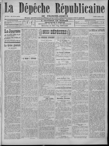 07/04/1913 - La Dépêche républicaine de Franche-Comté [Texte imprimé]