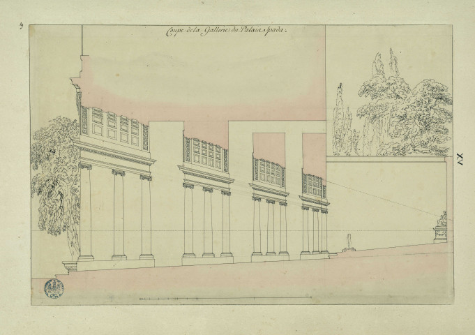 Coupe de la galerie du palais Spada / Pierre-Adrien Pâris , [S.l.] : [P.-A. Pâris], [1700-1800]