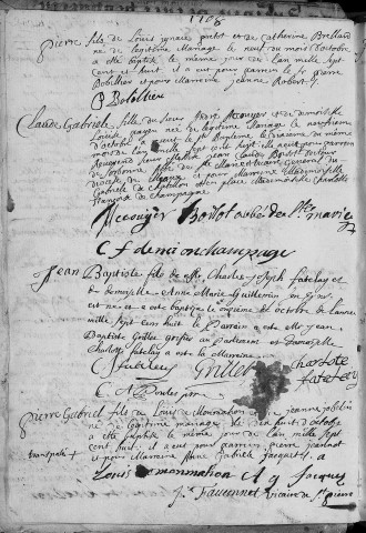 Paroisse Saint Pierre : baptêmes (naissances), mariages (30 septembre 1708 - 25 décembre 1721)