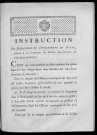 Instruction du Directoire du département du Doubs, relative à la circulation des grains dans l'étendue des trois lieues frontières [fait à Besançon, le 25 octobre 1790]