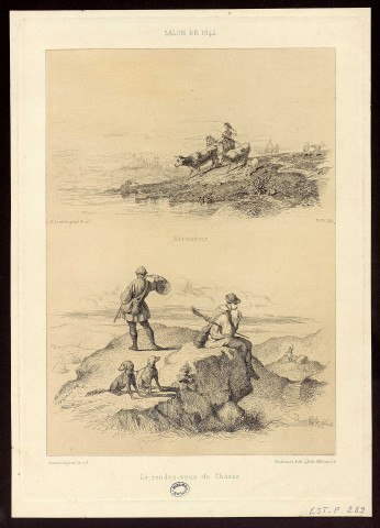 Le rendez-vous de chasse [image fixe] / Elmerich pinx. & sculp. ; Challamel Edit. 4 r. de l'Abbaye S.G. , [Paris, 1842]