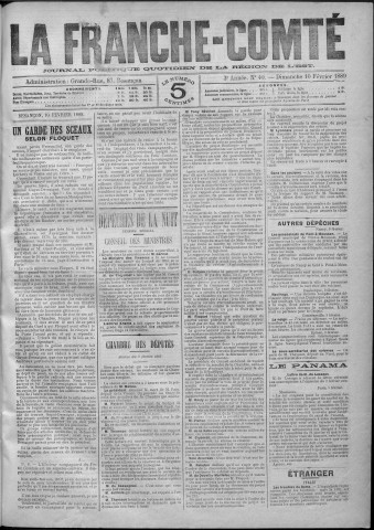 10/02/1889 - La Franche-Comté : journal politique de la région de l'Est