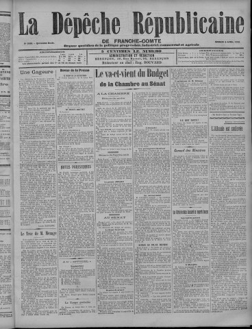 09/04/1910 - La Dépêche républicaine de Franche-Comté [Texte imprimé]
