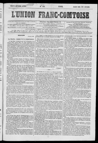 21/02/1882 - L'Union franc-comtoise [Texte imprimé]