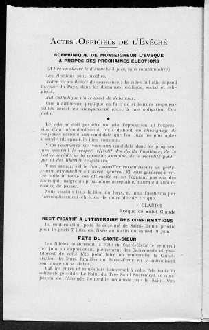 31/05/1951 - La Semaine religieuse du diocèse de Saint-Claude [Texte imprimé]