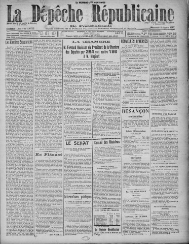 12/01/1927 - La Dépêche républicaine de Franche-Comté [Texte imprimé]