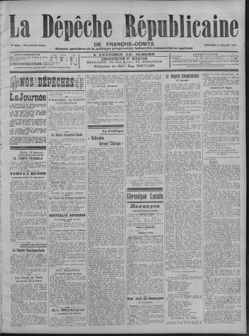 17/07/1914 - La Dépêche républicaine de Franche-Comté [Texte imprimé]
