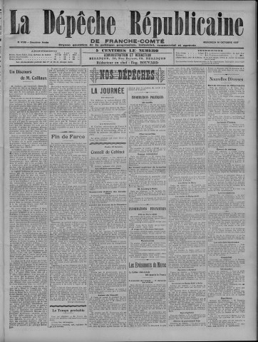 16/10/1907 - La Dépêche républicaine de Franche-Comté [Texte imprimé]