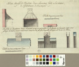 Plan, profil et élévation d'une cheminée faite à la cuisine de l'Intendance de Besançon [Préfecture] [dessin] , [Besançon] : [s.n.], [vers 1737]