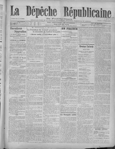 05/11/1919 - La Dépêche républicaine de Franche-Comté [Texte imprimé]