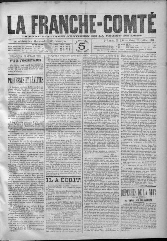31/07/1888 - La Franche-Comté : journal politique de la région de l'Est