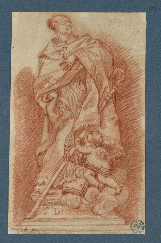 Saint Sauli, statue de Puget, à l'église de Carignano à Gênes / Simon Challes , [S.l.] : [S. Challes], [1700-1800]