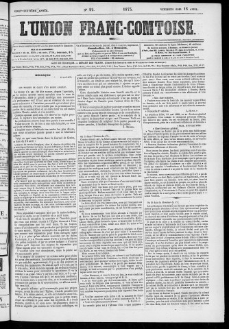 18/04/1873 - L'Union franc-comtoise [Texte imprimé]