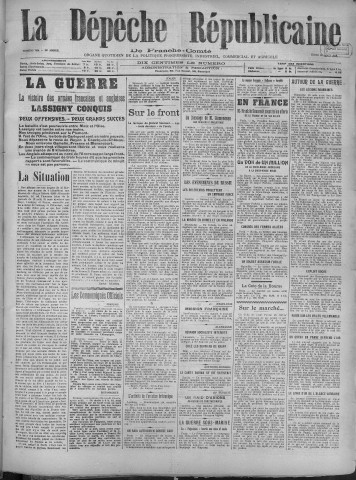 22/08/1918 - La Dépêche républicaine de Franche-Comté [Texte imprimé]