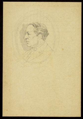 Auguste Castan. Au recto : tête, de profil gauche. Au verso : buste, de profil gauche, entouré d'une forme de médaillon ovale , [S.l.] : [s.n.], [1800-1899]