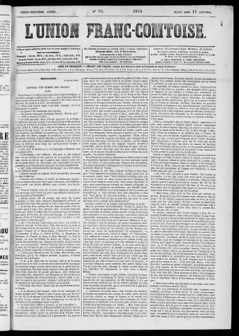 15/01/1874 - L'Union franc-comtoise [Texte imprimé]