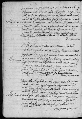 Paroisse Saint Pierre : baptêmes (naissances), mariages, sépultures (décès) (2 janvier au 30 décembre 1739)