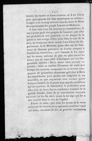 Discours prononcé par Delatre, l'un des commissaires de la Société populaire de Metz, et membre de la Propagande révolutionnaire dans les départmens de la Meurthe, des haut et bas Rhin et du Doubs, à la séance extraordinaire des Jacobins de Besançon, du frimaire 1793