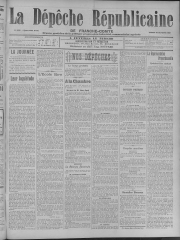 30/10/1909 - La Dépêche républicaine de Franche-Comté [Texte imprimé]