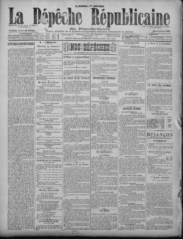 16/06/1925 - La Dépêche républicaine de Franche-Comté [Texte imprimé]