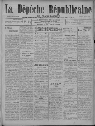 26/02/1910 - La Dépêche républicaine de Franche-Comté [Texte imprimé]