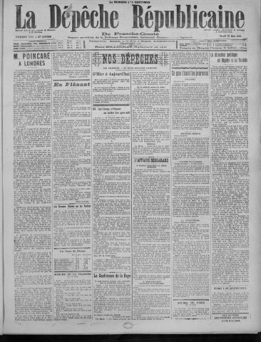 20/06/1922 - La Dépêche républicaine de Franche-Comté [Texte imprimé]