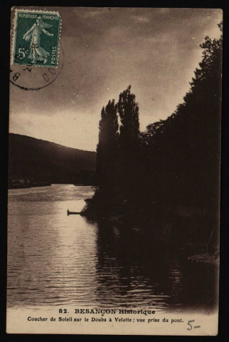 Coucher de Soleil sur le Doubs à Velotte - vue prise du Pont [image fixe] , Paris : I. P. M., 1904/1911