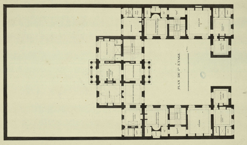Plan du 1er étage de l'Hôtel de l'Intendance de Franche-Comté (Préfecture) [dessin] , [Besançon] : [s.n.], [1771-1778]