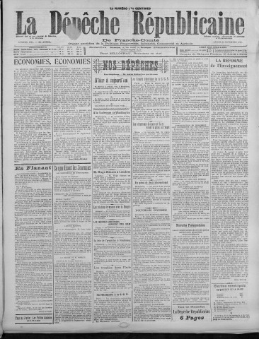 21/11/1921 - La Dépêche républicaine de Franche-Comté [Texte imprimé]