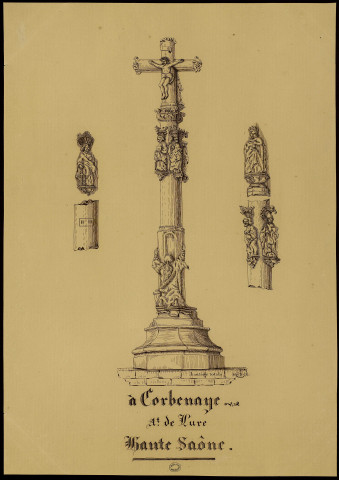 Croix dans le cimetière de Corbenay (Haute-Saône) [dessin] , [Corbenay] : [s.n.], [s.d.]
