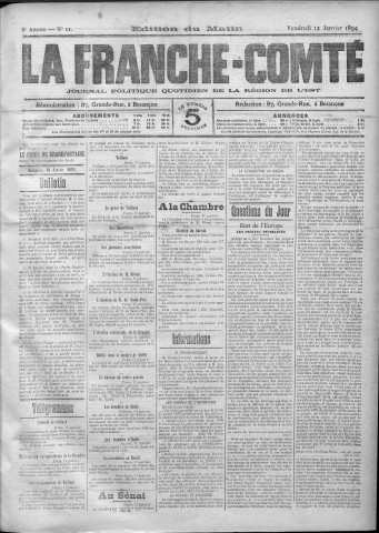 12/01/1894 - La Franche-Comté : journal politique de la région de l'Est