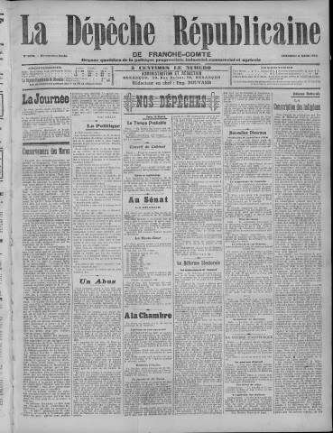 08/03/1912 - La Dépêche républicaine de Franche-Comté [Texte imprimé]