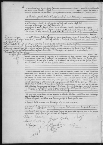 Registre des mariages, 1910