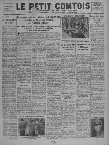 04/11/1938 - Le petit comtois [Texte imprimé] : journal républicain démocratique quotidien