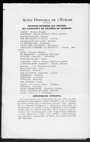 21/08/1952 - La Semaine religieuse du diocèse de Saint-Claude [Texte imprimé]
