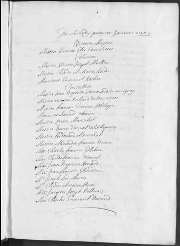 Registre des délibérations municipales 1er janvier - 31 décembre 1707