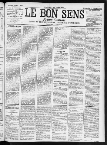 17/02/1895 - Organe du progrès agricole, économique et industriel, paraissant le dimanche [Texte imprimé] / . I