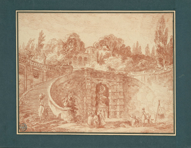 33 - Vue inspirée par la fontaine des fleuves du palais Farnèse à Caprarola , [Rome], [1764]