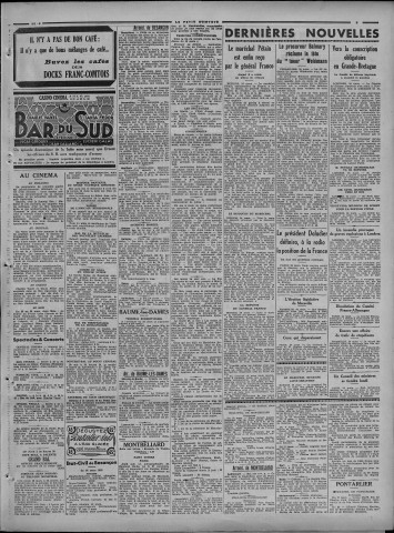 25/03/1939 - Le petit comtois [Texte imprimé] : journal républicain démocratique quotidien