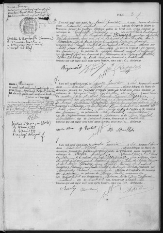 Registre des naissances, 1909