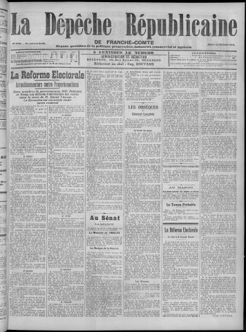 15/02/1912 - La Dépêche républicaine de Franche-Comté [Texte imprimé]