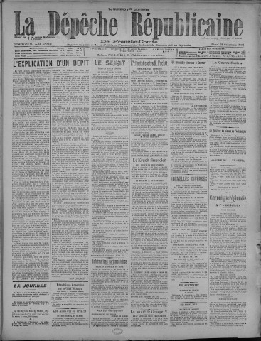 25/12/1928 - La Dépêche républicaine de Franche-Comté [Texte imprimé]