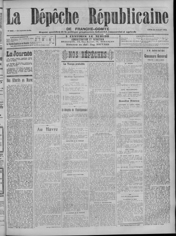 22/07/1912 - La Dépêche républicaine de Franche-Comté [Texte imprimé]