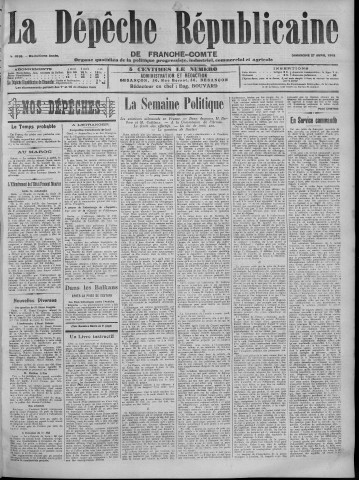 27/04/1913 - La Dépêche républicaine de Franche-Comté [Texte imprimé]
