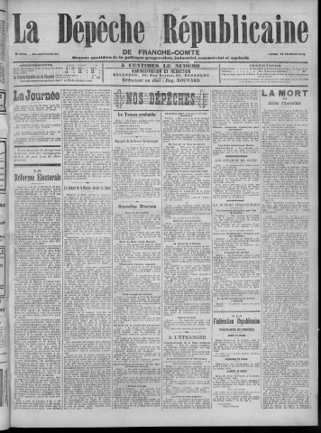19/02/1912 - La Dépêche républicaine de Franche-Comté [Texte imprimé]
