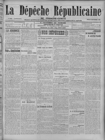 08/09/1908 - La Dépêche républicaine de Franche-Comté [Texte imprimé]