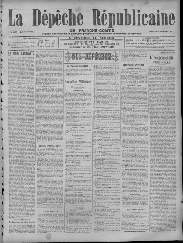 29/09/1910 - La Dépêche républicaine de Franche-Comté [Texte imprimé]