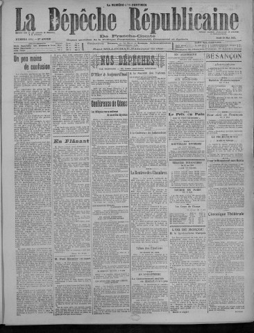 18/05/1922 - La Dépêche républicaine de Franche-Comté [Texte imprimé]