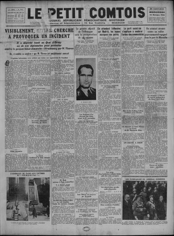 14/10/1936 - Le petit comtois [Texte imprimé] : journal républicain démocratique quotidien