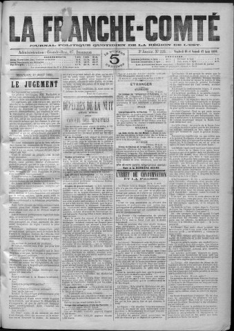 16/08/1889 - La Franche-Comté : journal politique de la région de l'Est